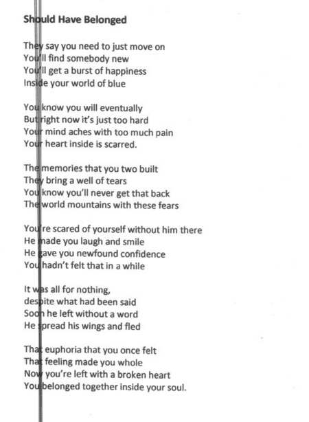 Entry image for Grace Derderian -Should Have Belonged. Clicking this image will show a larger photo