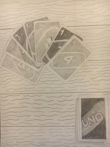 Hailey Lamca - Uno Game (pencil on paper)