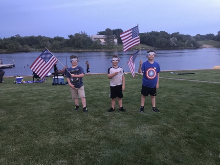 Patriotism  is learned! 3 little proud Americans!