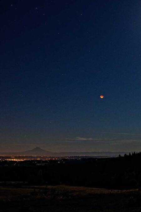 Blood moon over the valley