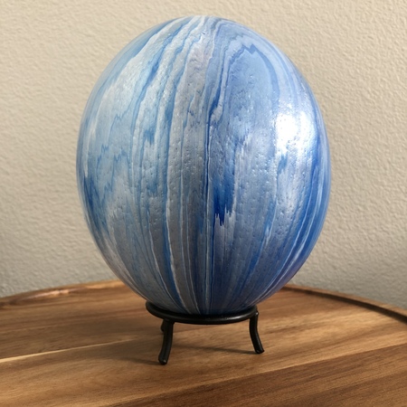 'Go with the Flow' Acrylic painted ostrich egg by Shelle Cover