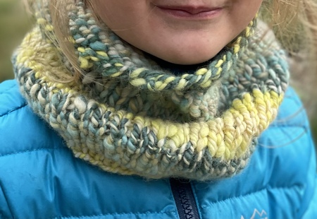 Hand spun/knit Cowl- (1st Handspun skein)