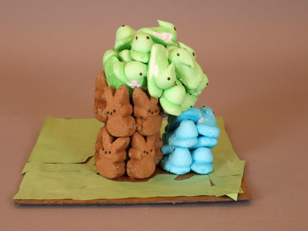 Peeps Holding Up a Leaning Tree