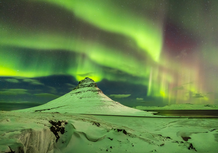 Aurora Borealis Above Kirkjufell; Iceland