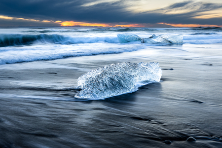 Glacial Ice on Black Diamond Beach; Iceland