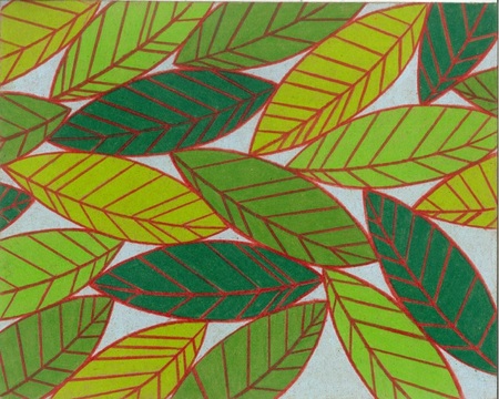 Tropical Leaves with Red 