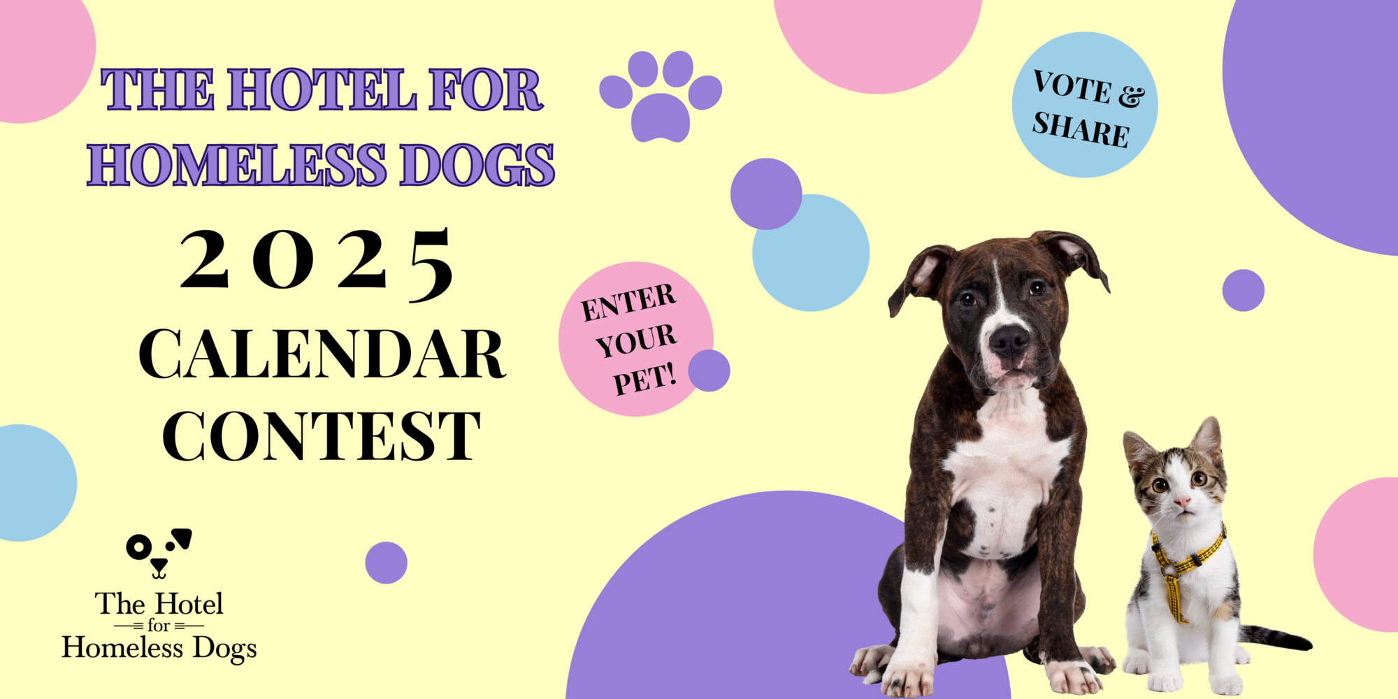 Banner for The Hotel for Homeless Dogs 2025 Pet Photo Contest