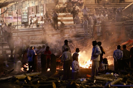 Funeral fire on the Ganges in India
