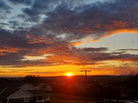 Sunset over Cat's Back hill, Farmersville, PA 