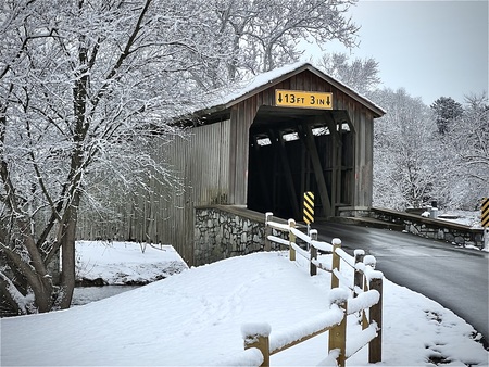 Hunsicker Mill Covered Bridge built in 1848. 