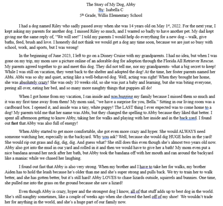 The Story of My Dog, Abby