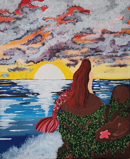 Mermaid Watching a Sunset