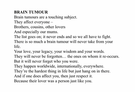 Brain tumour poem