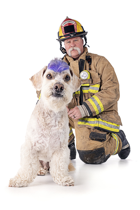 Firefighter "Andy" and "Chewy" Bichon Rescue Brigade
