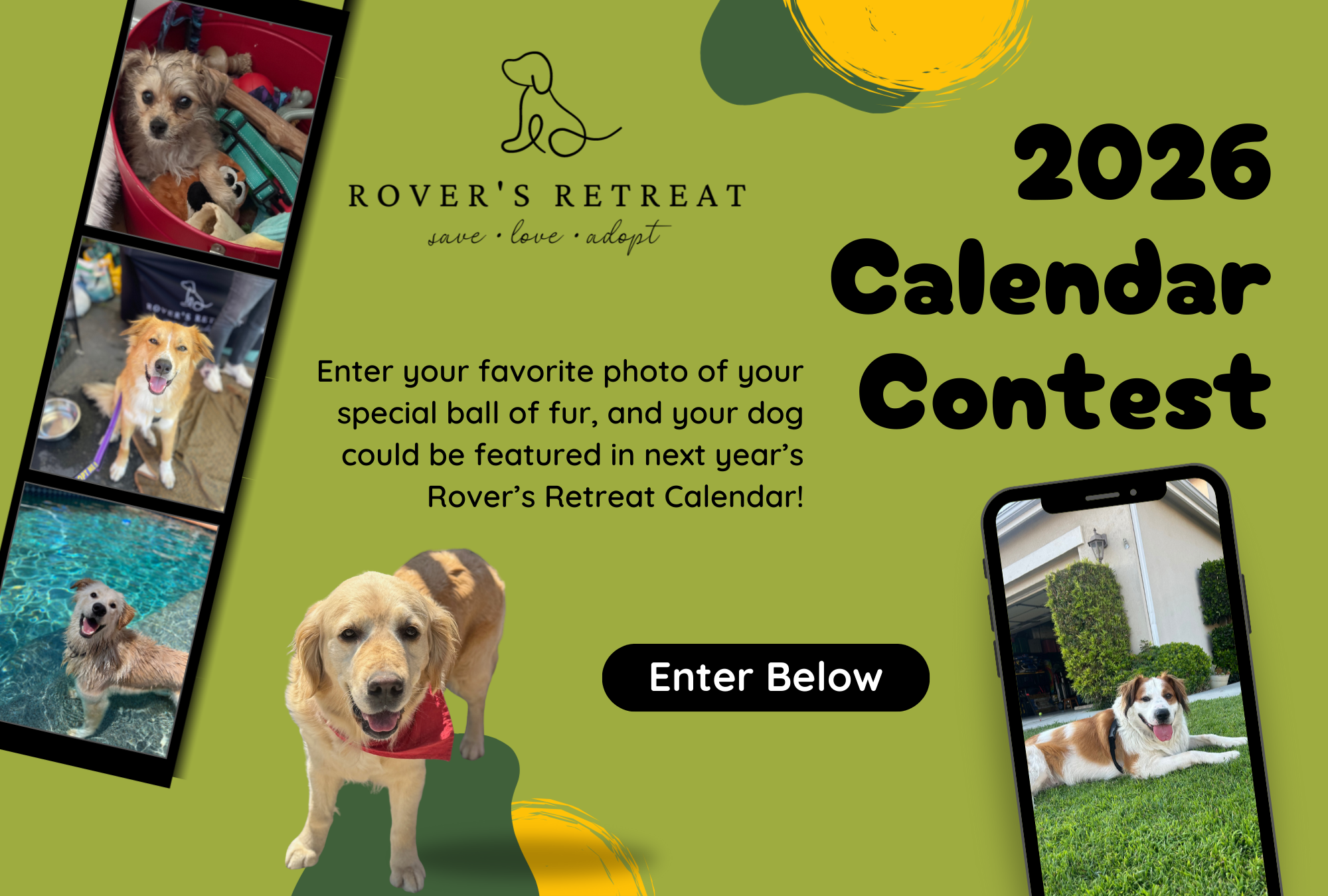 Banner for 2026 Rover's Retreat Rescue Calendar