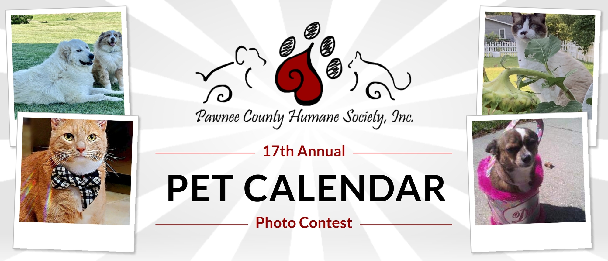 Banner for Pawnee County Humane Society’s 17th Annual Pet Calendar Photo Contest