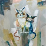 Entry image for Sara Bess - 28 x 28 Acrylic on Canvas Framed - Chromatic Cats