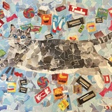 Entry image for Kelly Russell - Canvas, Magazine Pages, Gel Medium - Bon Bon A SOCKS Cat