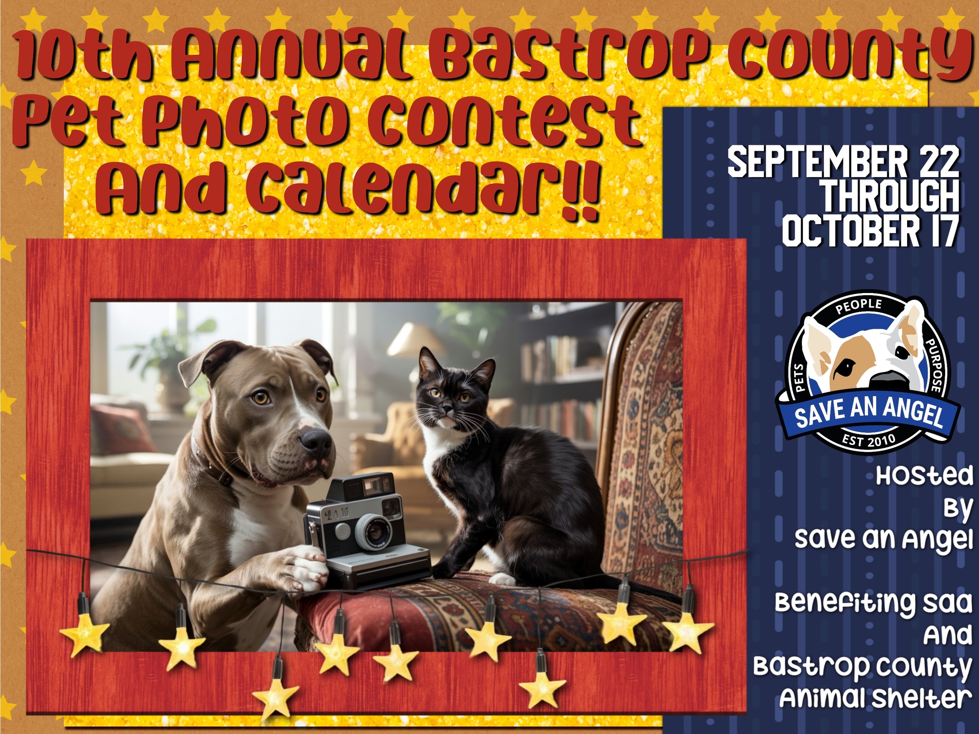 Banner for Bastrop County Pet Photo Contest and 2026 Calendar - 10th Annual 
