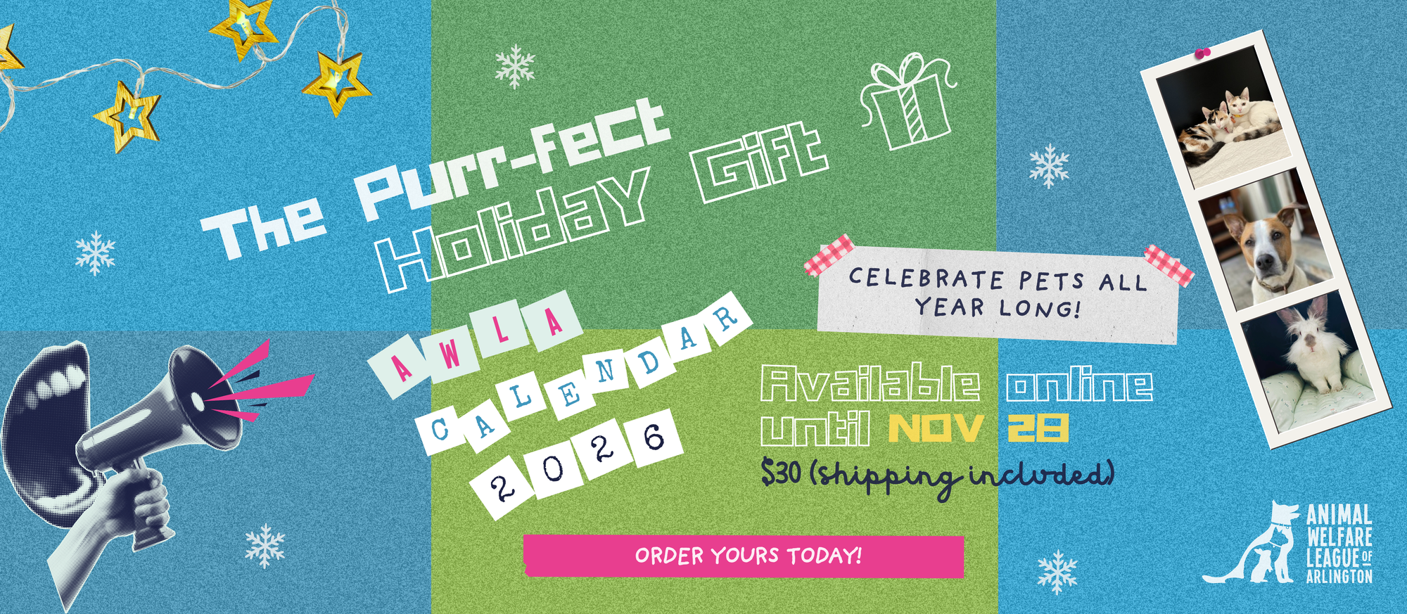 Banner for AWLA’s 2026 Calendar Contest