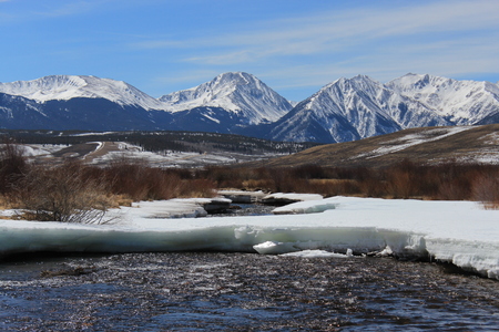 Entry image for Mt Elbert Rises above the Arkansas from the Stage and Rail route. Clicking this image will show a larger photo