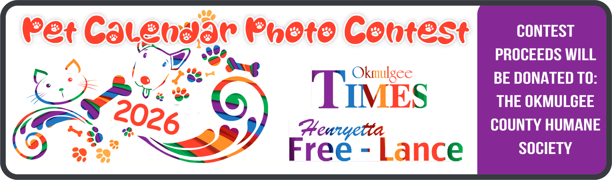 Banner for Okmulgee County Pet Calendar Photo Contest