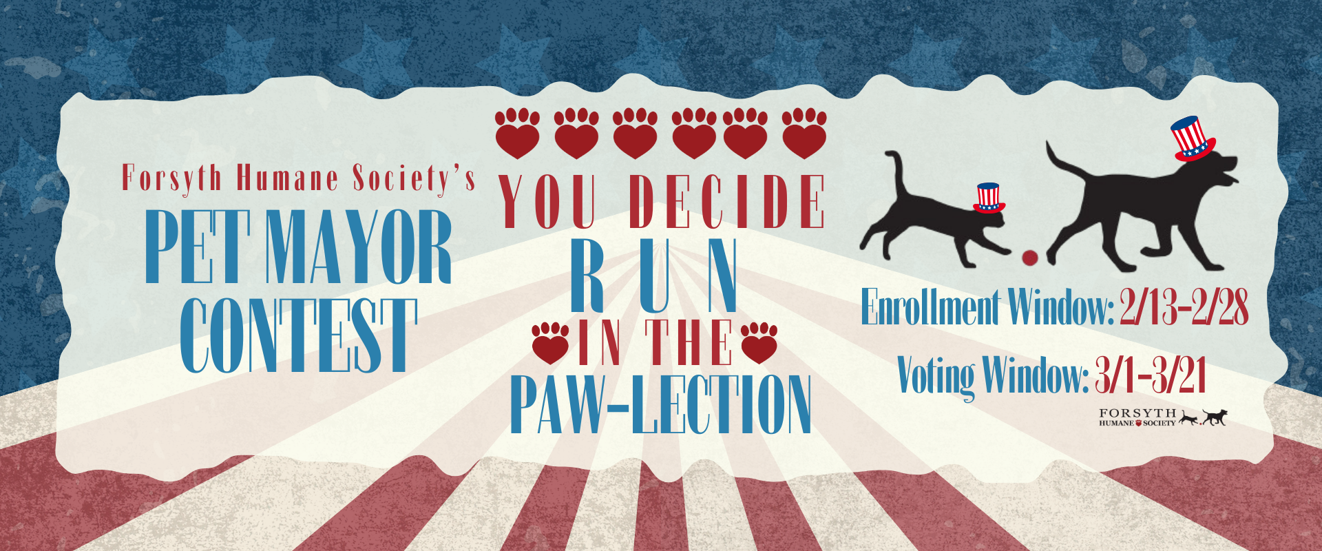 Banner for Pet Mayor Contest of the Forsyth Humane Society