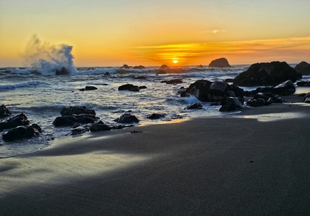 Entry image for Golden Hour Crashing Power at Scotty Creek Beach. Clicking this image will show a larger photo