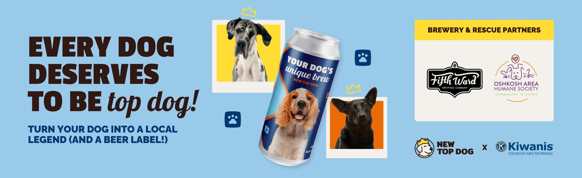 Banner for Oshkosh Area Humane Society's 2026 NEW Top Dog Contest