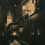 Entry image for Last Tram Out of Alfama, Lisbon; coffee-toned cyanotype