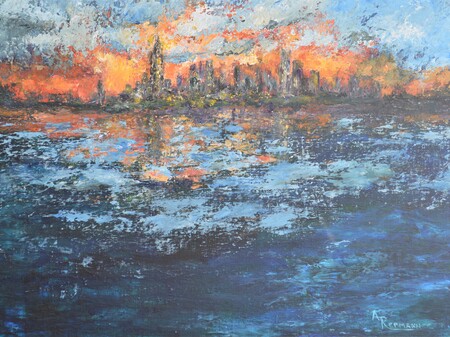 Entry image for Sailor’s Reflection at Dusk-Chicago Skyline. Clicking this image will show a larger photo