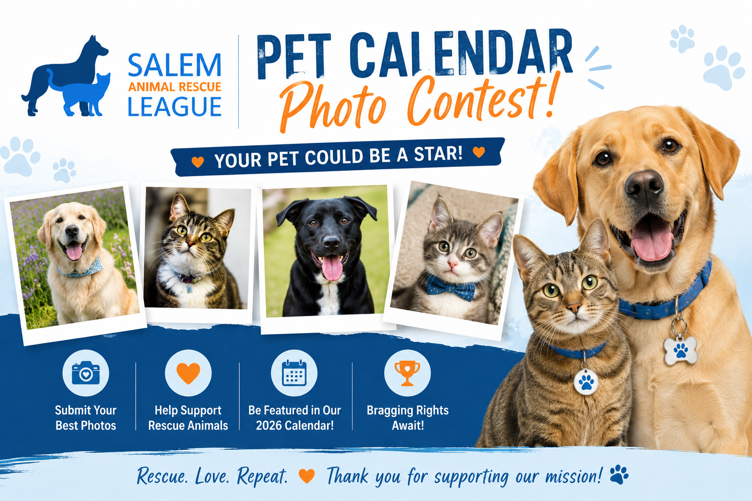 Banner for SARL'S Pet Calendar Photo Contest