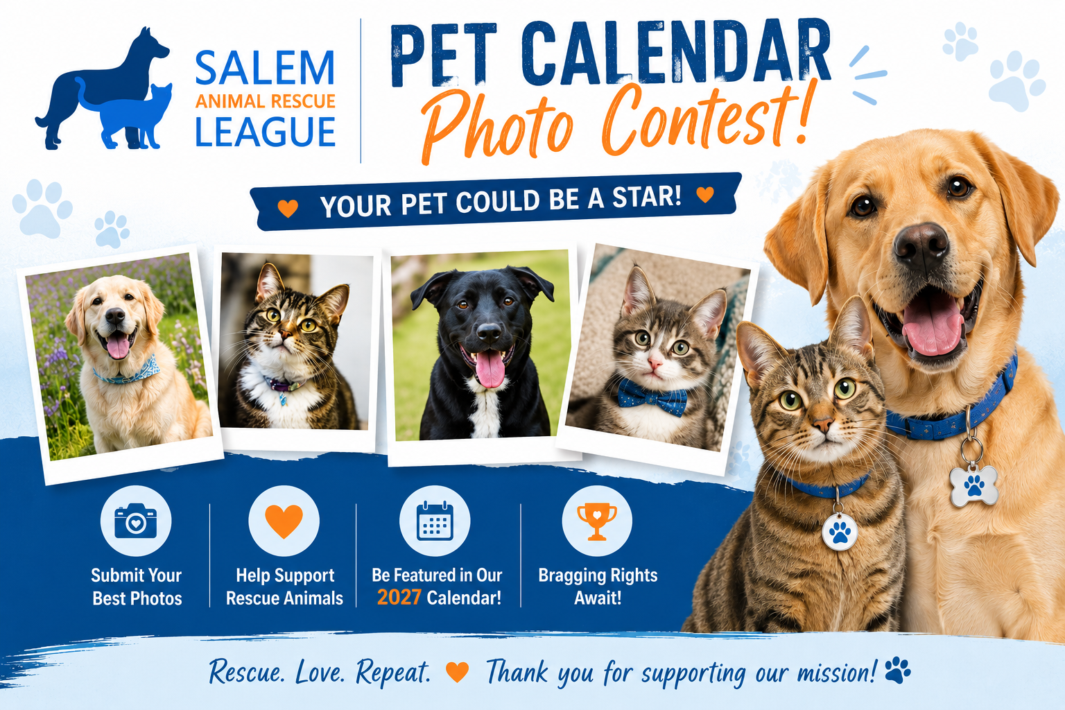 Banner for SARL'S Pet Calendar Photo Contest