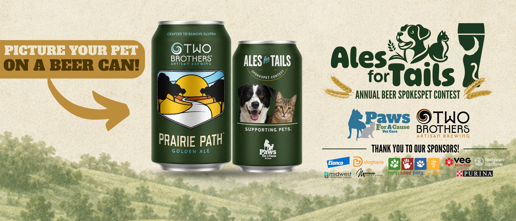 Banner for 2026 Ales for Tails Spokesdog & Spokescat Contest