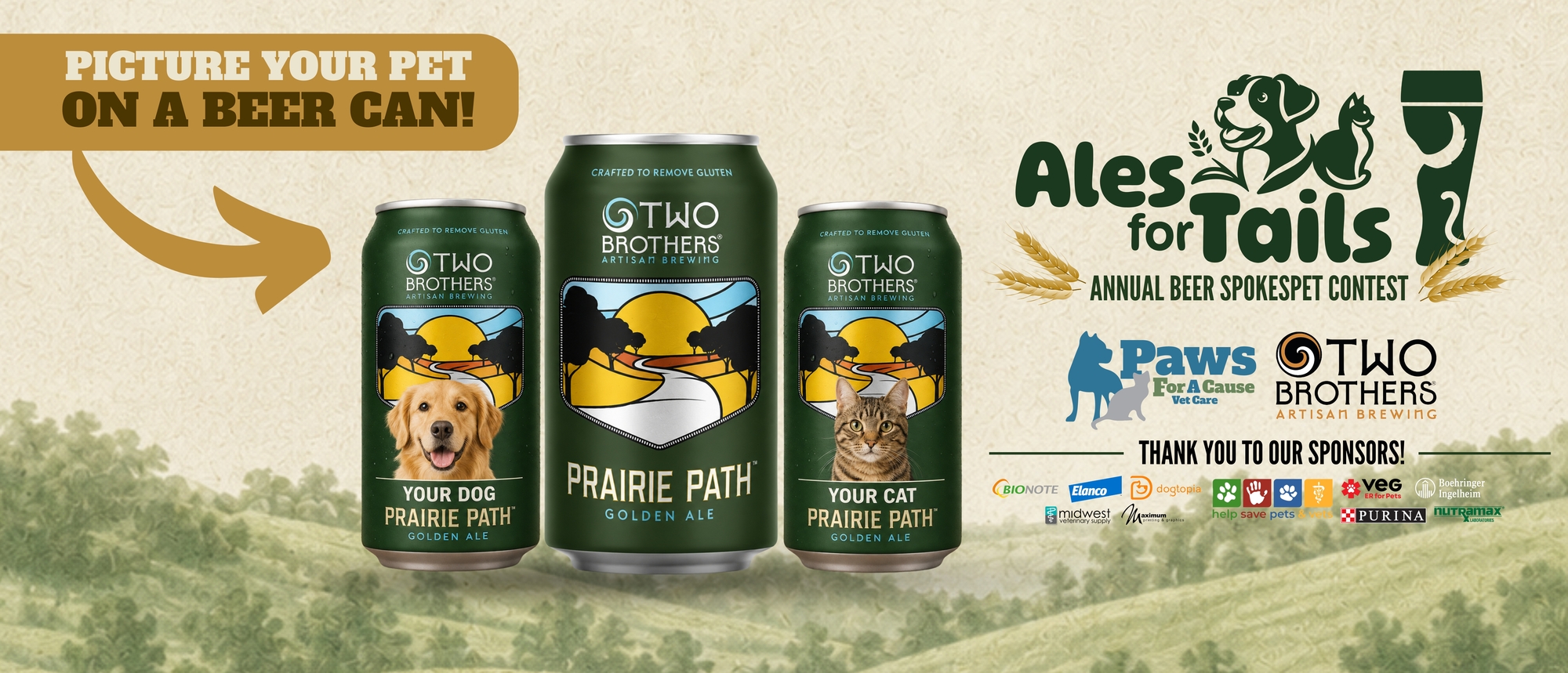 Banner for 2026 Ales for Tails Spokesdog & Spokescat Contest