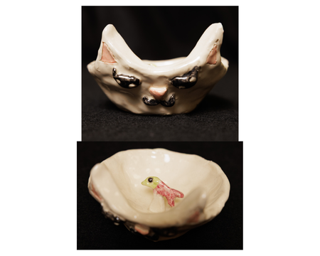 Entry image for Maylene Nelson, Kitty Water Dish. Clicking this image will show a larger photo