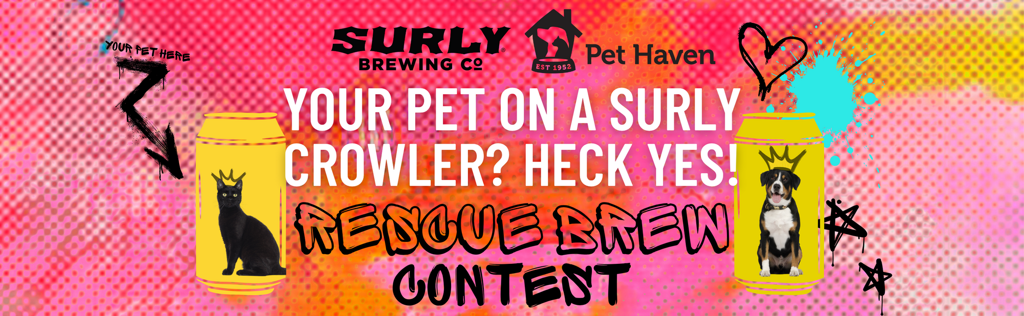 Banner for 2026 Rescue Brew Spokesdog & Spokescat Contest