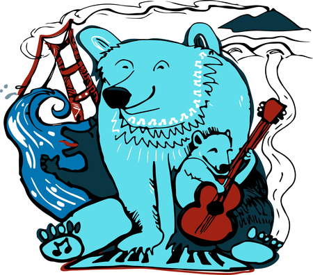 Bear Trio (Aqua on White)